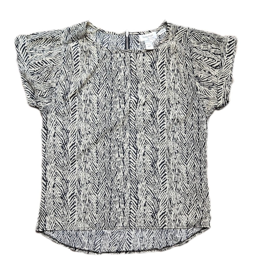 Papillon Raindrops Black and Cream Blouse Size M